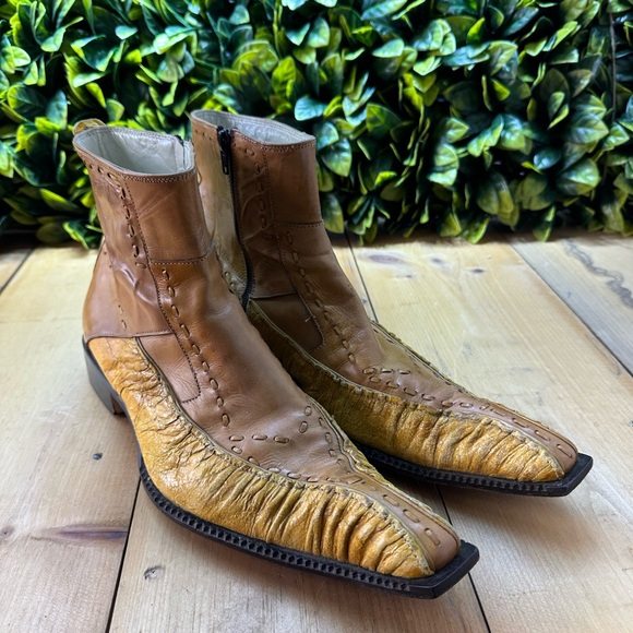 jo ghost Other - Jo Ghost Cognac Zipper Ankle Luxury Boots Vero Cuoio Made in Italy EU 43